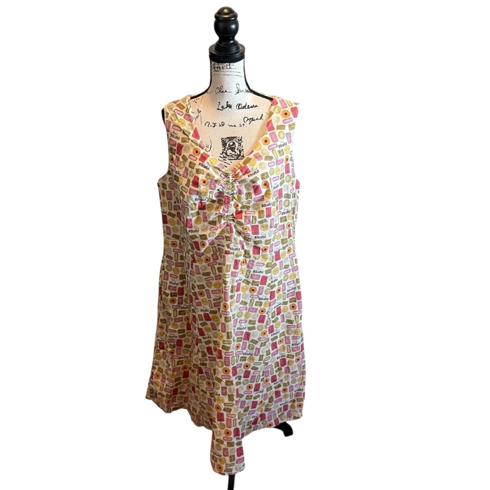 ModCloth Bea & Dot Biscuit Print Dress pink Size 2X A-line Swing Rockabilly